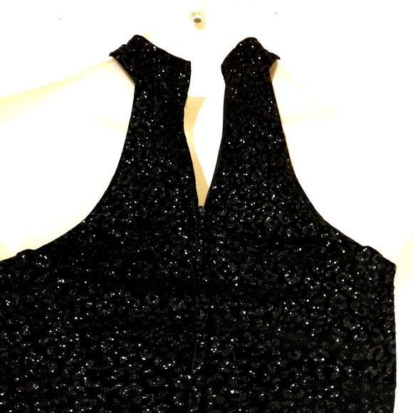 Vintage Jessica Mcclintock Gunne Sax Black Strapless Sparkly Evening Gown with C - Picture 4 of 7